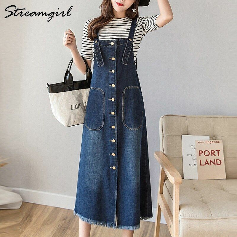 Denim Overalls Dress Casual Plus 