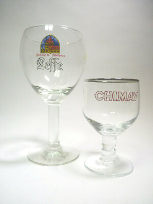 Leffe + Chimay Abbaye glass belgian beer - Bier Glas abdij Abtei Kloster 