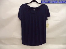 A.N.A Women's Blue T-Shirt, Size=L, Armpit to Armpit=21", Length=28"