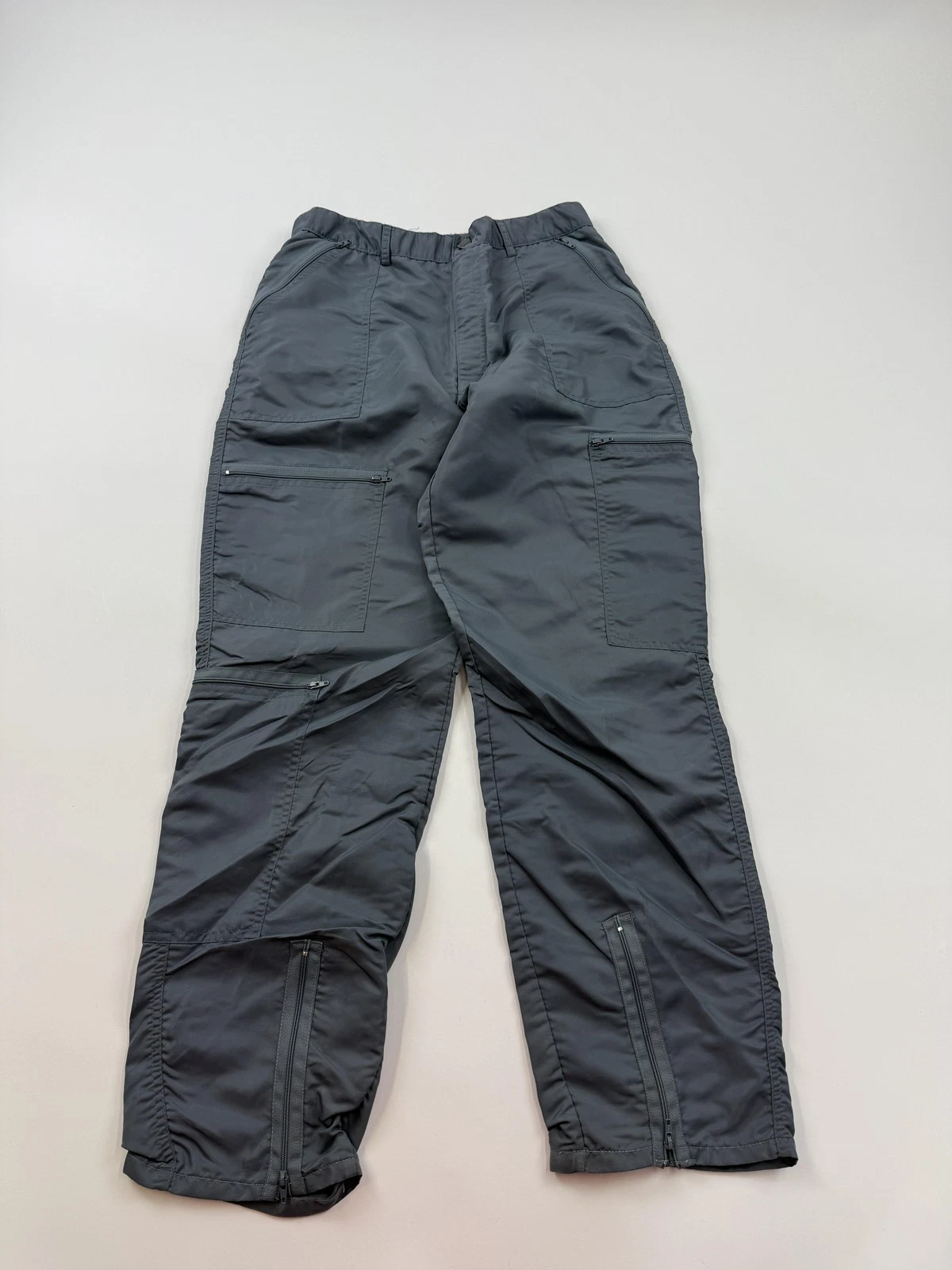 Bonzai Rain Pants Mens 33x31 Gray Nylon Hiking Zip Pockets Zip Leg Elastic Waist