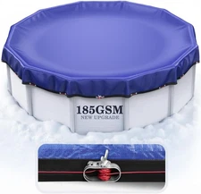 24FT Winter Pool Cover Heavy-Duty PE Above Ground Round Pool Cover, Metal Buckle