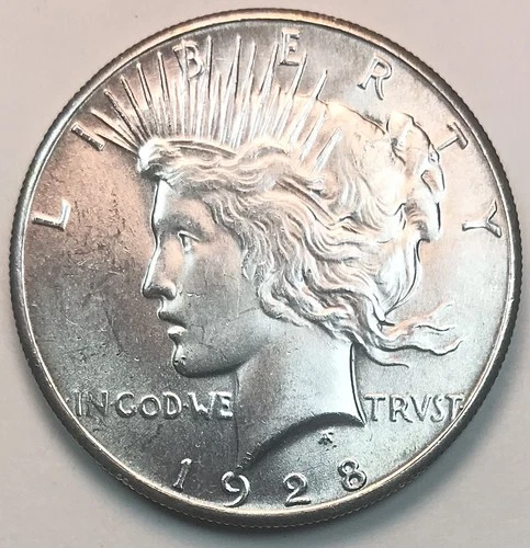 1928 PEACE DOLLAR GEM BU+ WHITE COIN* RARE DATE*NR #G64804
