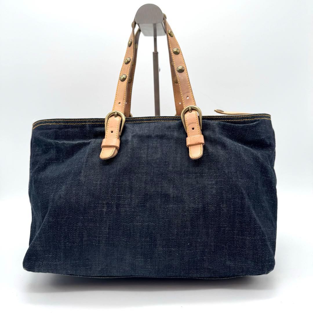 Authentic Miu Miu Archive Denim Tote Bag shoulder Indigo Y2K Vintage rare studs image 3