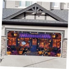 1PC 16x7ft Halloween Candy Shop Garage Door Banner Decorations Magic Witch