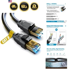 Cat 8 Ethernet Cable High Speed Shielded Indoor Outdoor LAN Internet Cable 6f...