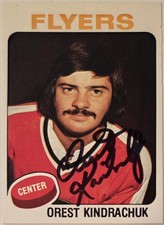 1975-76 O-Pee-Chee Orest Kindrachuk Auto Card Philadelphia Flyers #389 Vintage 