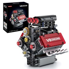 V8 Engine Model Kit - STEM Building Set, 8-Cylinder Engine with Battery Motor,