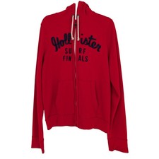 Hollister Full Zip Hoodie Mens XL Red Surf Finals Embroidered Long Sleeve Y2K