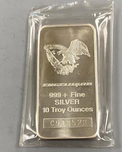 Engelhard 10 Troy Ounce 999+ Fine Silver Bar C913522 sealed L24293