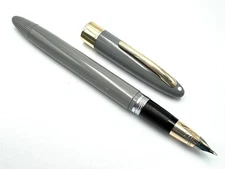 VINTAGE c1955 SHEAFFER VALIANT GREY SNORKEL FOUNTAIN PEN 14K SEMI FLEX RESTORED