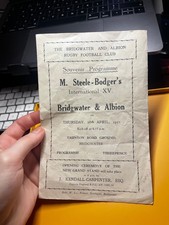 1951 Rugby Programme Bridgewater & Albion v M Steele-Bodger Intl XV 