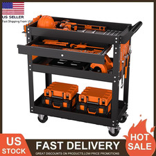 4 Tier Heavy Duty Rolling Tool Cart with Drawer  Pegboards for Garage Workshop