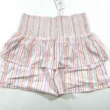 New Vineyard Vines Performance Harbor Smocked Skirt Neon Rosa Stripe Size Medium