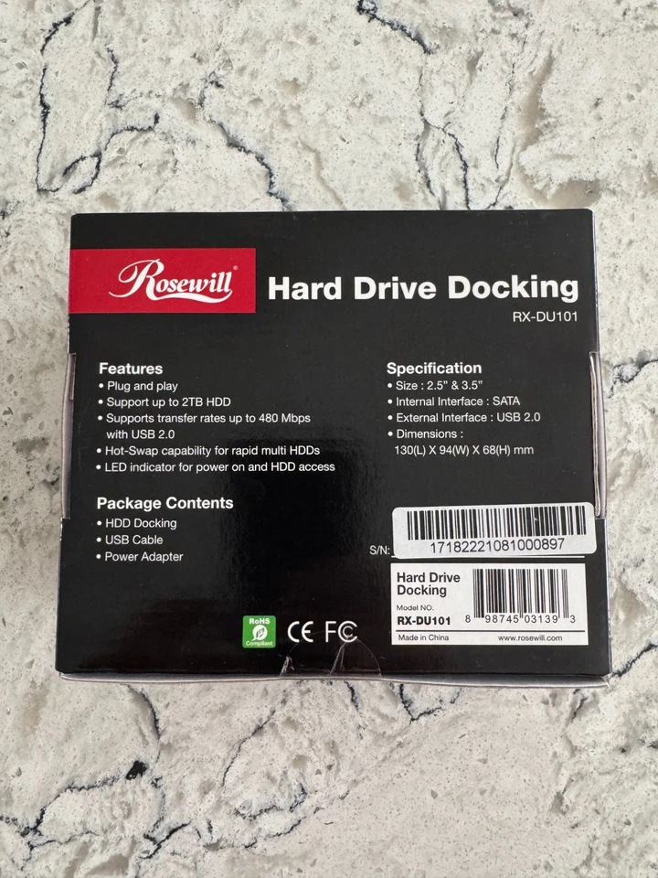 Rosewill Hard Drive Docking Station - RX-DU101 - NEW unopened box - Image 4 of 4