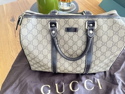GUCCI GG Supreme Boston Tasche aus PVC Beige 193603 Auth 214397