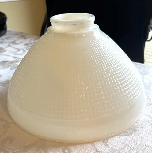 Vintage Milk Glass Lamp Shade Waffle design  10" Globe 2.75"
