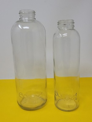 Two Boroux Basics Glass Drinking Water Bottle Vase Bar Decor No Lid 9'' 10'' 