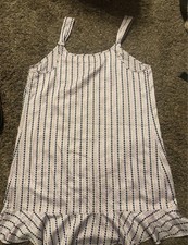 kate spade new york White/Blue Striped nighty, Ruffle Hem, Strappy, 4