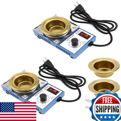 Qwork Solder Pot 2 Pcs 150W 110V 50Mm Soldering Bath Titanium Plate Capacity