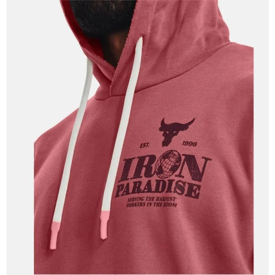 Moletom com capuz Under Armour masculino Project Rock peso pesado Terry - Rosa GG - Imagem 2 de 4