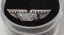 Vtg 1940s Western Airlines Wing Pin  w/ Indian Head Image