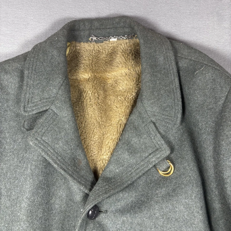 Vintage Great Western Coat Mens 48 Gray Wool Deep Pile Borg Lined Overcoat 70s - Image 2 of 4
