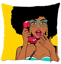 Pop Art Girl Pillow Cover, Modern Decorative Cushion Case, Funny Home Decor