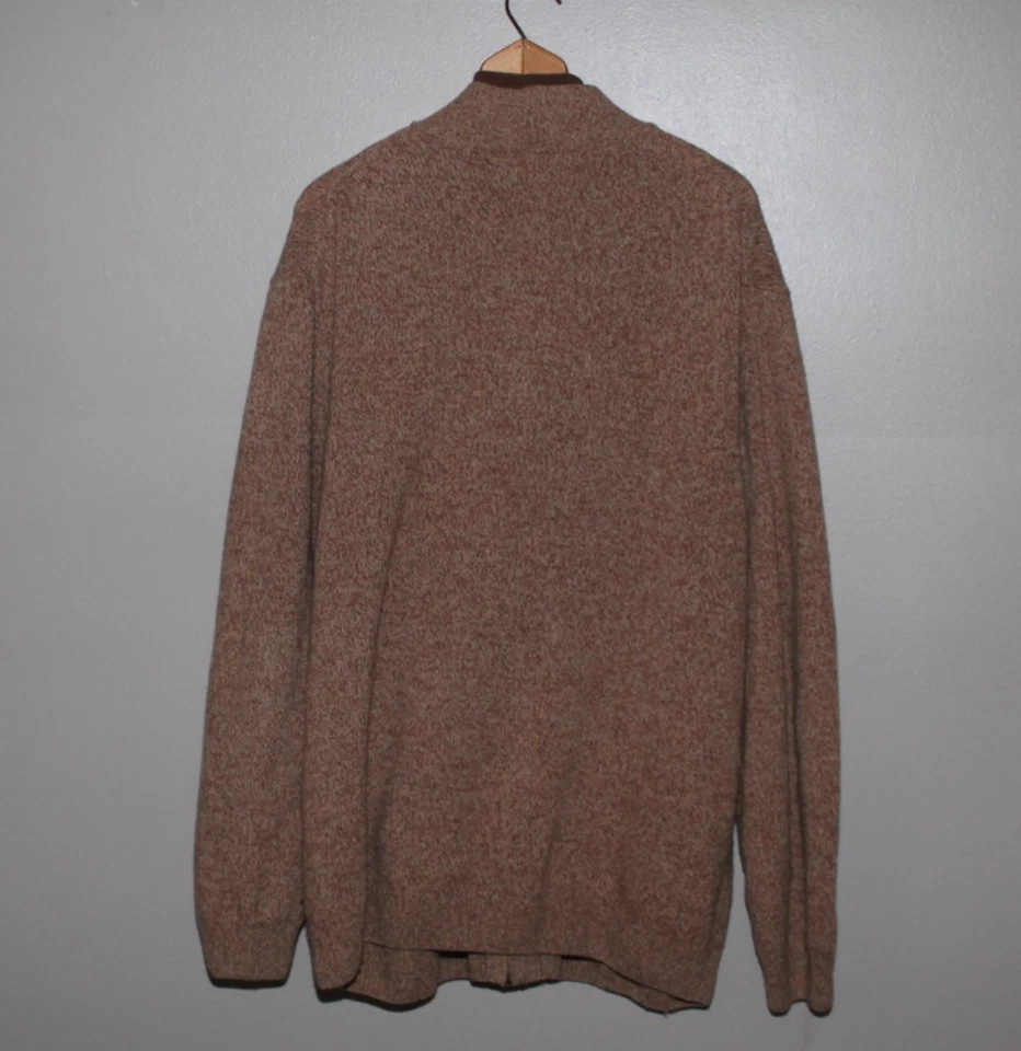 Шерстяной свитер кардиган Tasso Elba Lambs XXL коричневый с пятнами опрятный стиль плюща уютный - Изображение 4 из 4