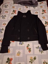 Ambiance Womens Black Pea Coat Size 14 Double...