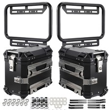 Motorcycle Saddle Box Aluminium Alloy Side Storage Case 38L+38L+ Mount Brackets