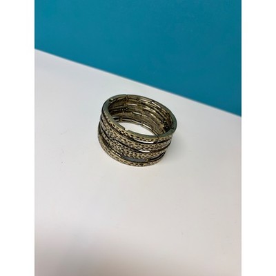 Antiqued Bronze Hammered Texture Wide Stretch Cuff Bracelet