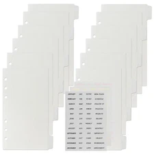 Personal A6 Dividers 6 Hole Transparent Binder Index Page Dividers with Tabs