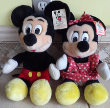 1980'S DISNEYLAND DISNEY WORLD MICKEY MOUSE MINNIE MOUSE PLUSH 12" TALL W/TAGS