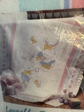 New In Bag Vintage Crib Blanket Bunny Love Baby Blanket