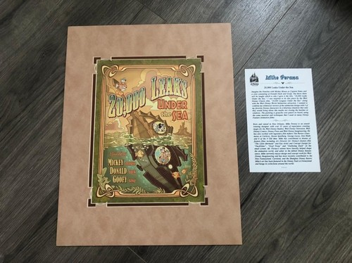 Impresión artística mate de Mickey Donald de 20.000 fugas bajo el mar de los parques de Disney enmarcada - Imagen 1 de 17