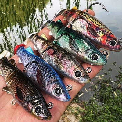 5PCS Soft Fishing Lures Jigs Head Swimbait Worm Soft Trolling Artificial Bass