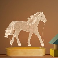 MäDchen Nachtlicht 3D Illusion Pferd LED Lampe Kinder Schlafzimmer Dekor 3,3 W