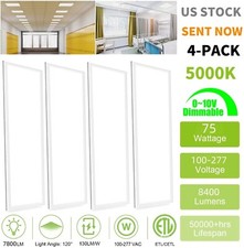 2x4Ft LED Panel Troffer Edge-Lit 4 Pack 75 Watt,Drop Ceiling Lights,5000K White