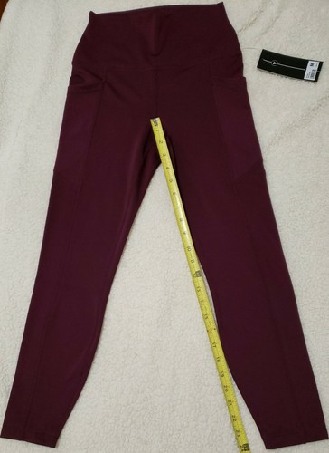 Velocity Women's Capri Yoga Pants Burgundy Cropped Workout Leggings.Medium