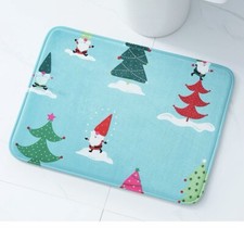 Holiday Time Trees Gnome Printed Non-Slip Memory Foam Bath Rug, Aqua, 17"  23  