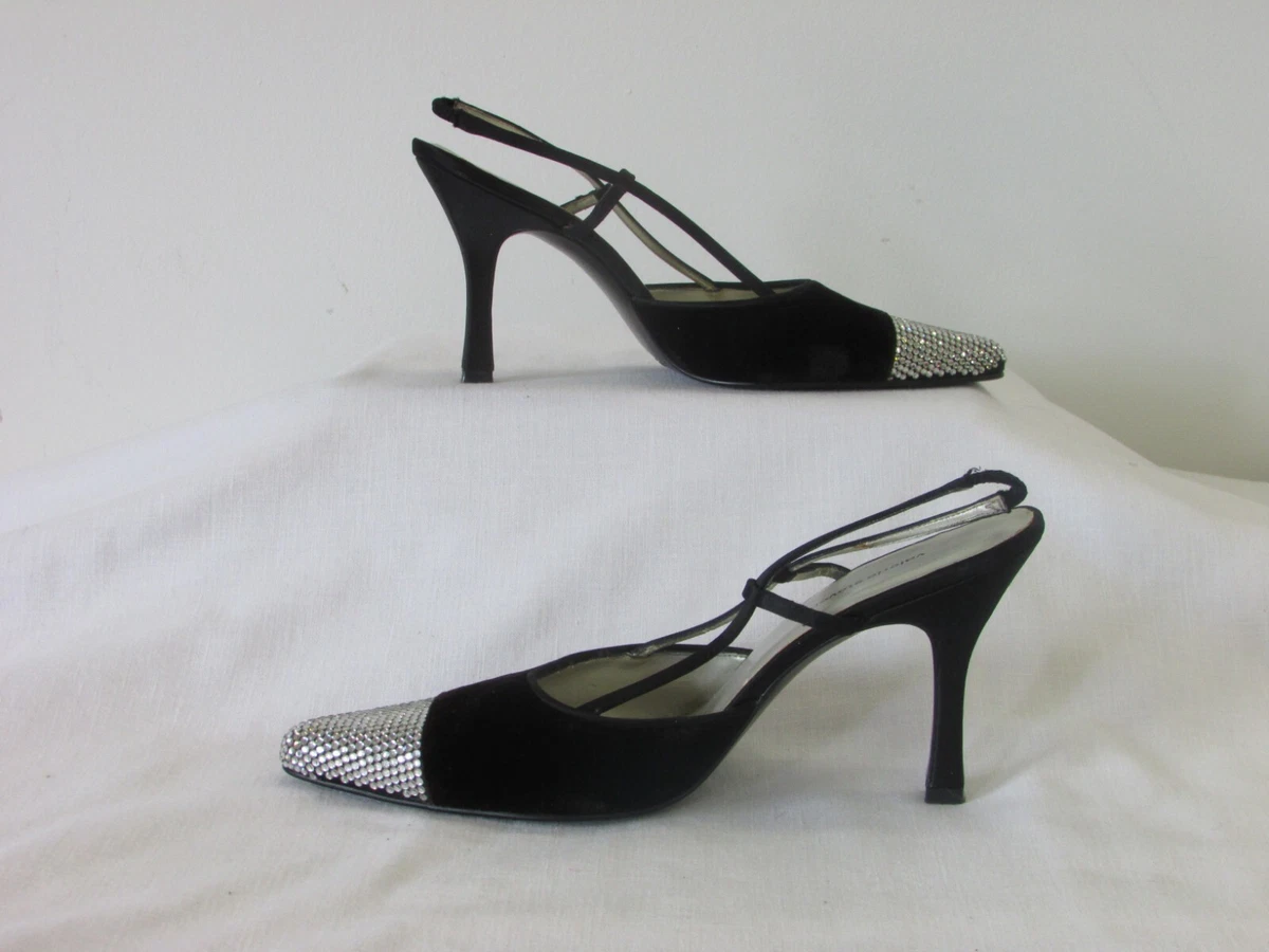 Valerie Stevens Women Shoes Black Jeweled Strapped Closed