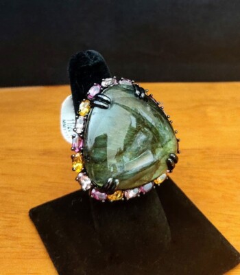 RARITIES BLUE GREEN LABRADORITE AND COLORED GARNET