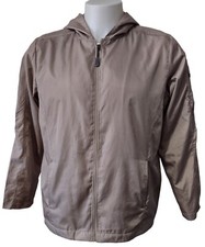 Hannah Windbreaker Women's Size Large Jacket With Hood Full Zip Tan Mesh Lined