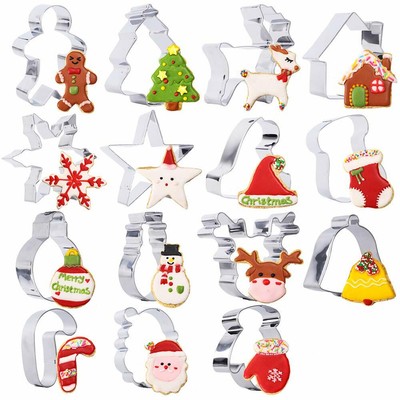 Christmas Cookie Cutters Set 15pcs Xmas Tree Santa Claus Xmas Stocking Bell Ebay