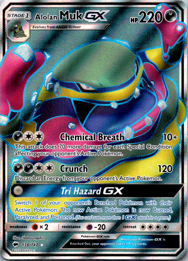 Pokémon TCG Alolan Muk GX Burning Shadows 138/147 Holo Full Art Ultra Rare NM