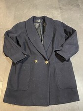 Donnybrook Women's Wool Blend Double Breasted Pea Coat Navy Blue Size 12