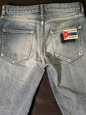 YVES SAINT LAURENT DENIM BLUE SKINNY JEANS UNIVERSITY PATCH SZ 29 YSL AUTHENTIC