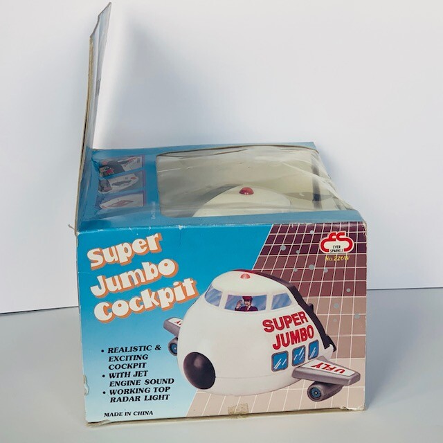 Super Jumbo Cockpit Airplane toy vtg nib box Japan plane jet Ever