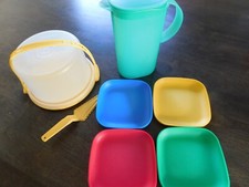 Tupperware Toys Mini Party Cake Taker Plates with Pitcher Vintage