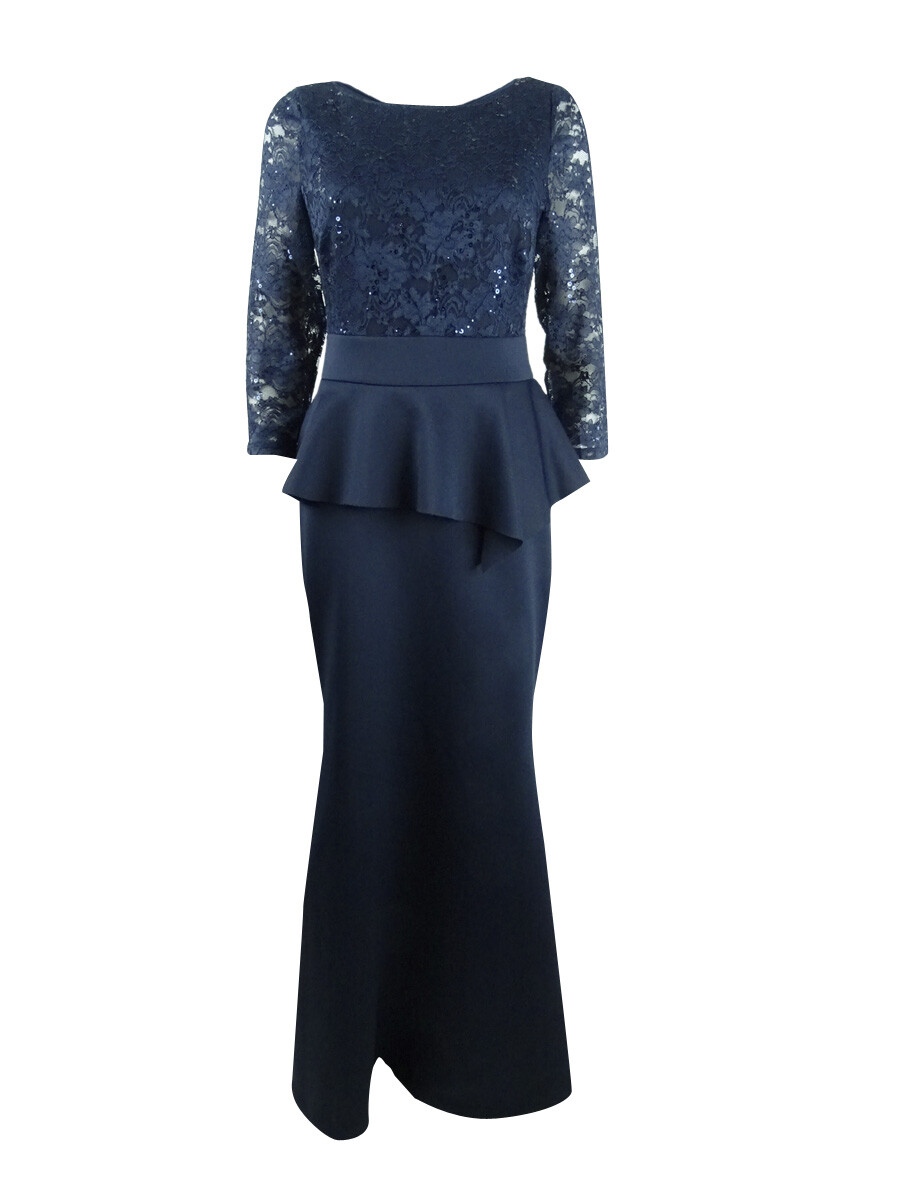 Jessica Howard Women's Peplum Gown (8, Navy)